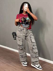 Slaydiva Casual Streetwear Graphic Tee, Minimalist Abstract Portrait Print Loose Crop Top, Women Graphic Tees Graphic Tees Women Y2k Lauryn Hill Shirt