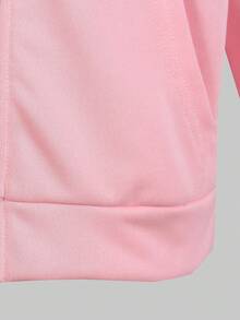 SHEIN Explorewe Oversized Teens Girls' Street Style American College Letter Print Loose Fit Zip-Up Hoodie Jacket, Featuring Distinctive English Letter Graphic Design, Relaxed Fit Allows Easy Movement, Versatile For Daily School, Hangout, Vacation, Sports, Party Wear In Autumn/Winter - Pink - View 4