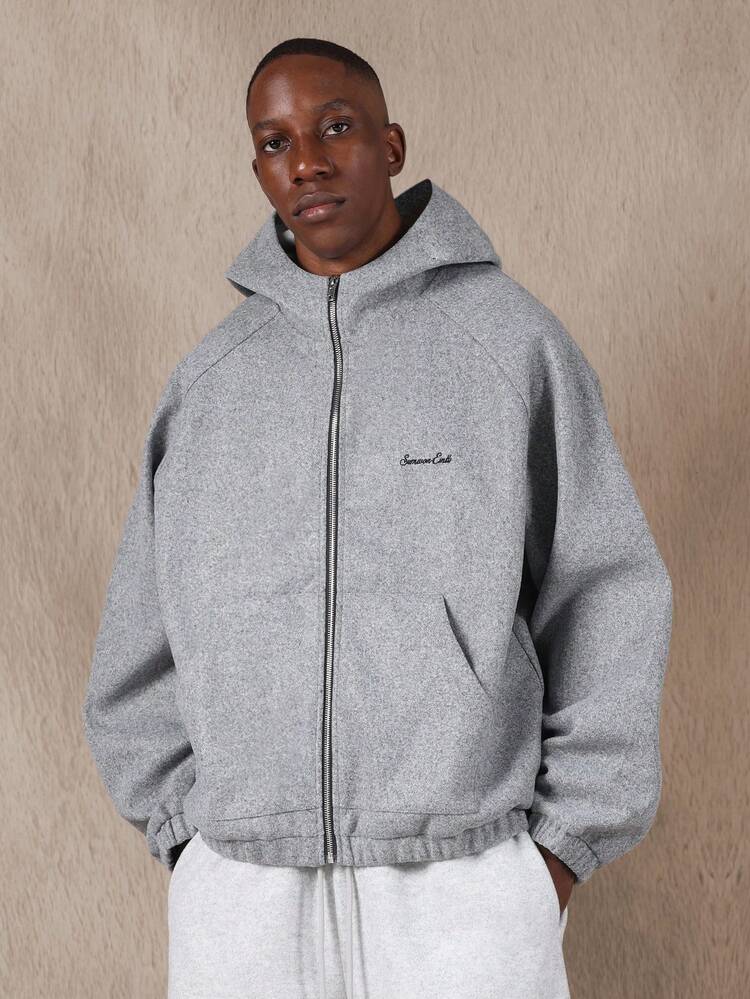 Sweat à capuche zippé surdimensionné essentiel en fausse laine avec doublure sherpa