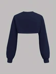 SHEIN Girlism Bộ 3 áo nỉ thể thao thường ngày cho bé gái tuổi teen kèm áo hai dây in họa tiết và quần dài ống rộng - Màu xanh hải quân - Xem 9