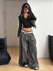 Coolane Damen Winter/Herbst Festival Lässig Vintage Gyaru Y2K Schulanfang Kontrast Spitze 2in1 Langarm Shirts - Schwarz - Übersicht 2