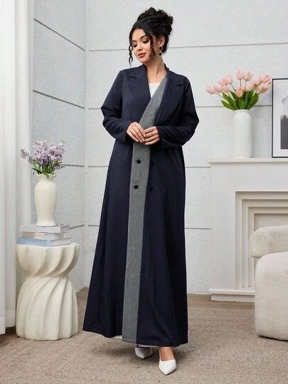 Yasmyna 女士格子拼布通勤时尚独特长袍