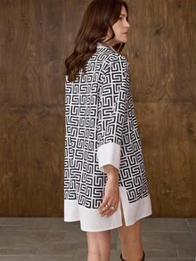 Hansera 1pc Women's Regular Fit All-Over Print Short Elegant Casual Dress