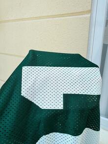 Muchica Plus Size Women's Summer To Early Autumn Casual Sports Inspired Jersey T-Shirt, With Lucky Number 01 And California Letter Print, V-Neck, Loose Fit, Long Length