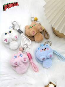 1 pezzo Specchio da trucco in flanella, ciondolo carino a forma di gatto di peluche, decorazione morbida e carina a forma di bambola per zaino da ragazza, regalo per studenti