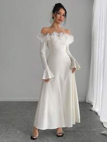 DAZY New Elegant Fitted Off-Shoulder Floral Evening Dress For Women, Autumn/Winter Prom Dress