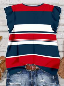 SHEIN LUNE Áo sơ mi nữ họa tiết sọc, giản dị và phù hợp cho mùa hè, đầu thu, phù hợp với phong cách nghỉ dưỡng giản dị, phong cách hàng hải sọc tương phản đỏ xanh trắng phong cách nghỉ dưỡng, phong cách thể thao, áo sơ mi in họa tiết cho nữ phù hợp cho mùa hè, nghỉ dưỡng, phong cách đại học, sọc đại học, phong cách tiền cũ, váy tiền cũ, váy dạ hội, dạ hội - Nhiều màu - Xem 2