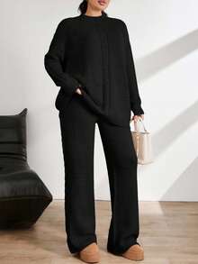 EURMUSE Ladies' Plain And Simple Daily Style Belt And Woolen 2pcs/Set