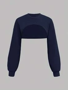 SHEIN Girlism Bộ 3 áo nỉ thể thao thường ngày cho bé gái tuổi teen kèm áo hai dây in họa tiết và quần dài ống rộng - Màu xanh hải quân - Xem 8