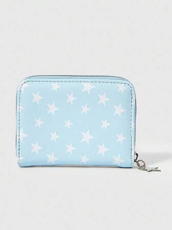 Kawaii Billetera compacta con estampado de estrella de cinco puntas de estilo punk oscuro