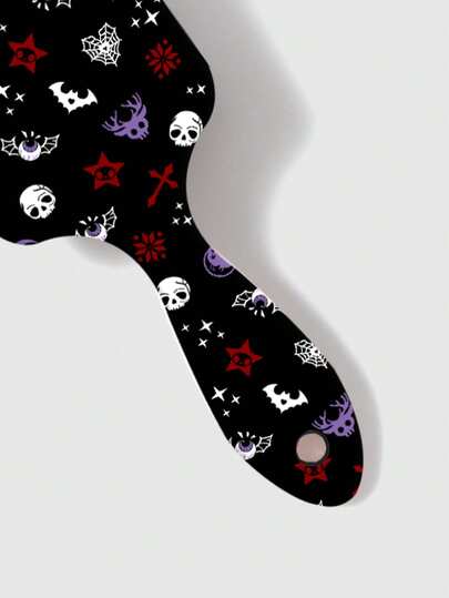 Grunge Punk 1047780 Bat Pattern Air Cushion Detangling Hair Brush, Square Air Chamber Comb To Prevent Tangling, Halloween