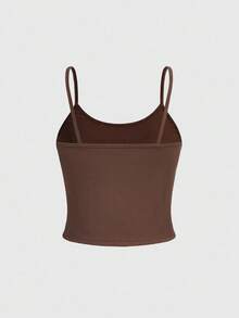 ROMWE Fairycore Ladies' Sparkly Sequin Splicing Camisole - Brown - View 2