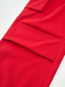 SHEIN Explorewe 两件套少女针织奶油色字母印花连帽衫+红色弹力腰工装裤，休闲街头风穿搭，适合外出、徒步、居家、春秋冬季穿着。 - 白色 - 查看 6