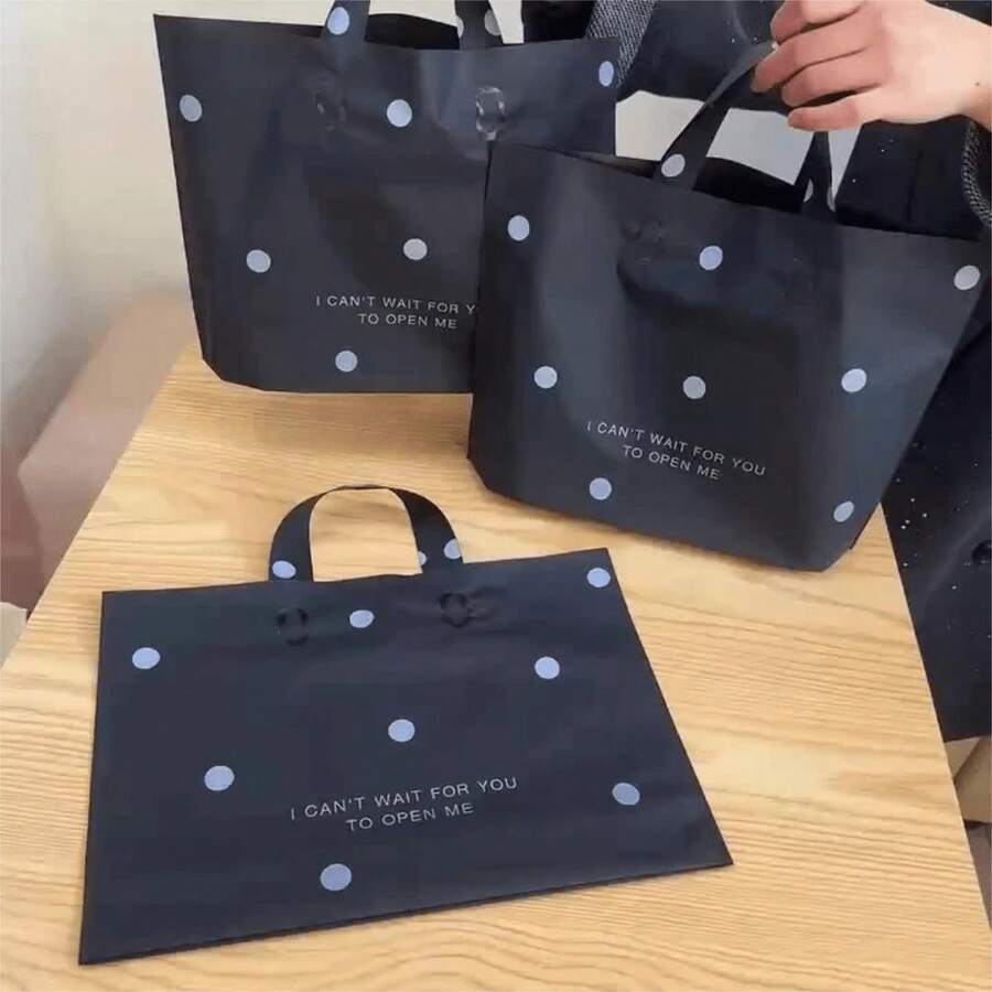 20pcs Thick Plastic Gift Tote Bags, Party Gift Bags, Waterproof Packaging Bags, Round Dot Pattern Gift Bags,Large Capacity Shopping Clothing Packaging Bag, Apply To Wedding, Women's Shopping Bags, Birthday Gift Bags, Party Gift Bags.