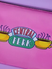 FRIENDS X SHEIN Set de 3 bucăți de pungi de depozitare cu fermoar RPET cu imprimeu central Perk și cadru, cadouri