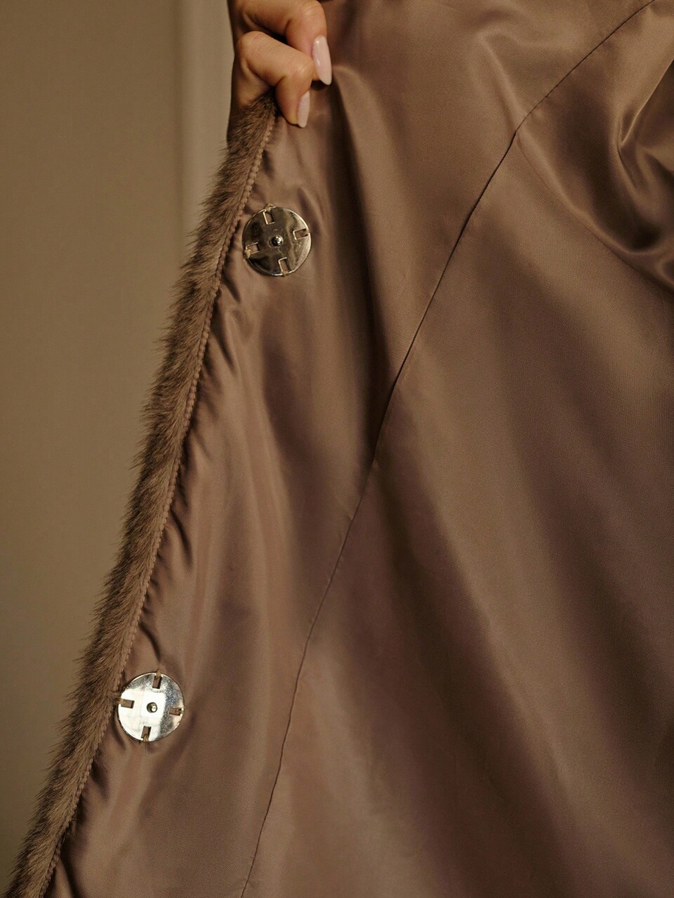 SEQUIN FLORAL DECOR FAUX FUR COAT