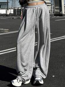 Dazy Tall 女式高腰/长款宽松直筒休闲运动裤女式慢跑裤 - 灰色 - 查看 3