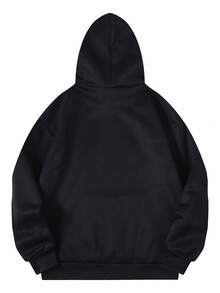 SHEIN 大码休闲字母印花卫衣，秋冬季 - 黑色 - 查看 2
