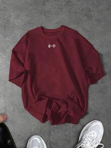 Manfinity Sport Corelite Breathable Knitted Red Men's Sports Shirt With Durable Round Neck And Short Sleeves Gym T-Shirt Gym Tops Loose Oversized Gym Shirts Loose Fit Gym Top