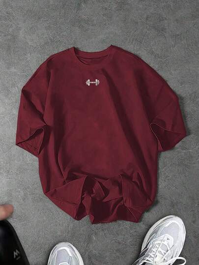 Manfinity Sport Corelite Breathable Knitted Red Men's Sports Shirt With Durable Round Neck And Short Sleeves Gym T-Shirt Gym Tops Loose Oversized Gym Shirts Loose Fit Gym Top