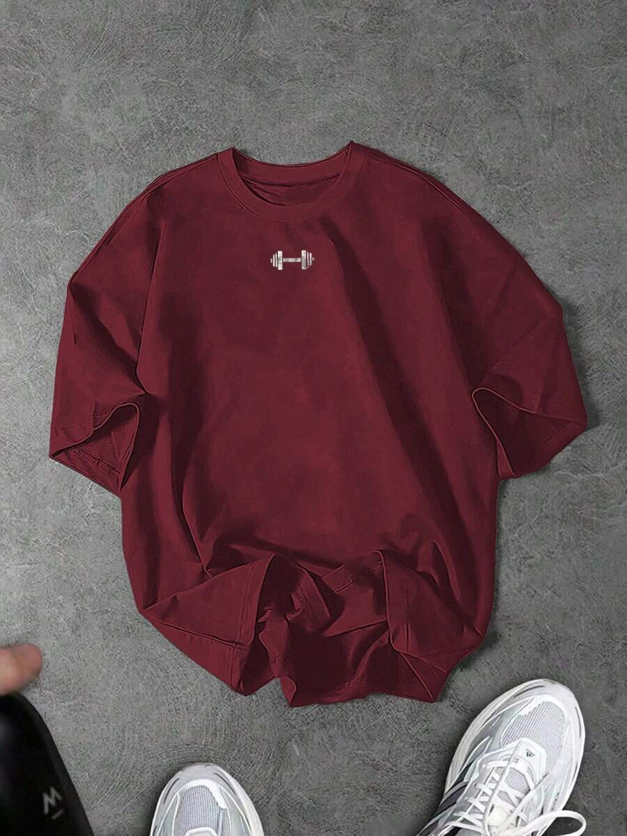 Manfinity Sport Corelite Breathable Knitted Red Men's Sports Shirt With Durable Round Neck And Short Sleeves Gym T-Shirt Gym Tops Loose Oversized Gym Shirts Loose Fit Gym Top