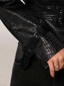 Avantive Black Animal-Patterned Composite Furry Warm Coat Women Autumn Winter Women's Winter Coat Halloween Christmas Clothes - Black - View 5