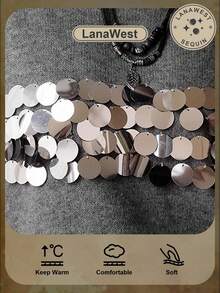 Women's Handmade Sequin Embellished Western Casual Sweater, LanaWest Fall Winter Cloth For Women - Grey - View 8