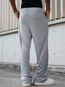 Manfinity Hypemode 男士抽绳腰口袋宽松锥形休闲裤 - 灰色 - 查看 2