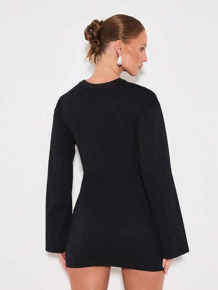 KIZN Corset Detail Long Sleeve Mini Dress