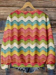 EMERY ROSE Music Festival Back To School Colorblock Floral Print Textured Plus Size Hoodie For Women, Fall/Winter Fall