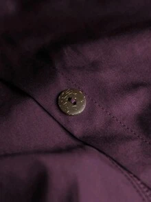 SHEIN LUNE Chaqueta casual larga con capucha y bolsillos grandes de unicolor de manga larga para mujer de talla grande - Morado - Ver 4