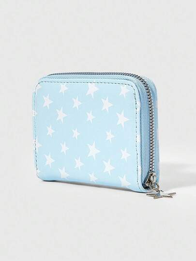 Kawaii Portefeuille compact avec imprimé étoile à cinq branches punk et sombre