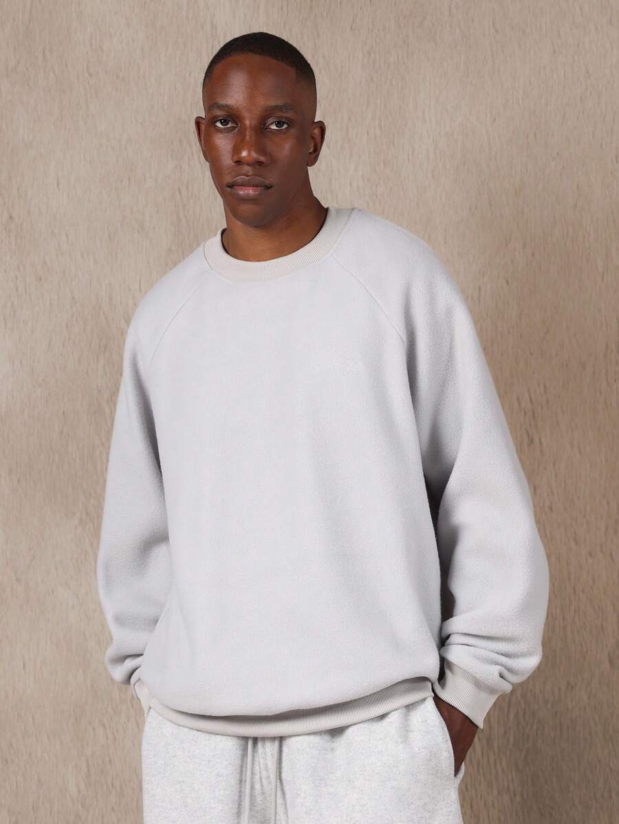 SUMWON Essential Regular Fit Classic Sweatshirt With Crew Neck Long Sleeves Casual Everyday Comfort Wear For Fall Winter Plain - Light Grey - View 1