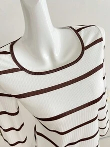 3pcs/Set Square Neck Casual Versatile Long Sleeve Teen Girls T-Shirts Fall Winter - Multicolor - View 5