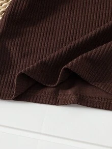 Genkimix Kids 女童罗纹面料长袖 T 恤，蕾丝花边领口，舒适休闲优雅时尚，适合春季、秋季、冬季