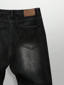 NEON BLANC Quần jean denim dáng dài dáng rộng đính ngọc trai giả và đá giả cho nam - màu đen - Xem 7