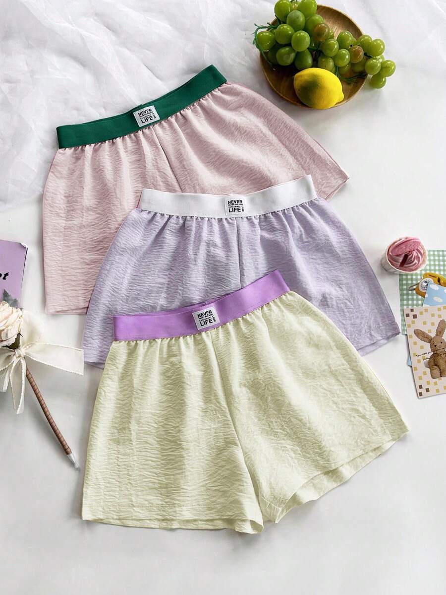 Lowkey Lull 3pcs Women's Colorblock Lounge Shorts Sleep Shorts Set - Multicolor - View 1