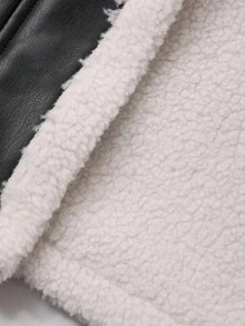 DAZY 女士时尚PU毛内衬常规夹克秋冬保暖外套 - 黑色 - 查看 10