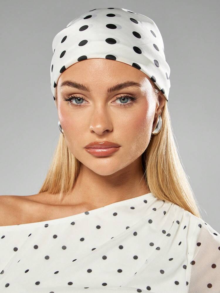 MISSGUIDED Polka Dot Head Wrap With Long Tail Design