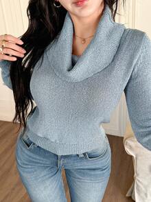 Modelyn Suéter casual de moda de unicolor y manga larga para mujer, otoño/invierno