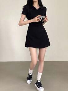 DAZY Women's Summer Short Sleeve Casual A-Line Dress Sundress