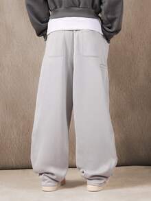 SUMWON Loose Fit Jogger Pants With Side Pockets Plain - Grey - View 2