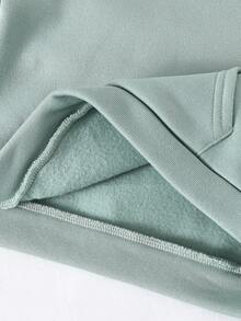 SHEIN 2 st/set för unga pojkar, casual, bekväm, snygg, praktisk, mångsidig, bokstäver, grafisk termofodrad, huvtröja och byxor, lämplig för första skoldagen, skolkläder, vardagskläder, utomhus, sport, höst/vinter - Mint Grön - Visa 8