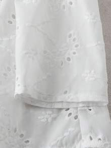 Rusticease Women's V-Neck Long Sleeve Embroidered Hollow Pocket Design Loose Casual Shirt White White Blouse Winter Clothes For Women Thanksgiving Outfit For Women,White Top