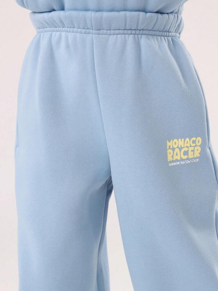 Graphic Print Hoodie And Jogger Set With Centre Pocket