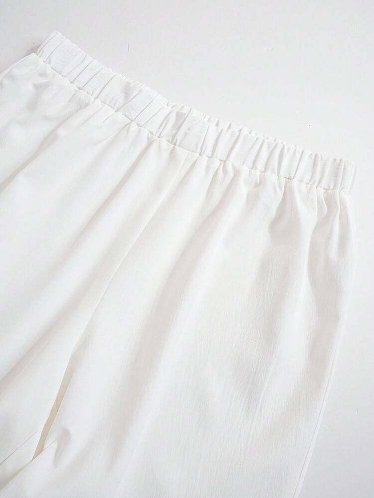 2pcs/Set  Plus Size Women's Autumn Round Neck Long Sleeve Asymmetrical Hem Loose Casual Striped Shirt Top And Tassel Decorated Pants Two Pieces Set With Pockets,Going Out Outfits,2025 New Clothes