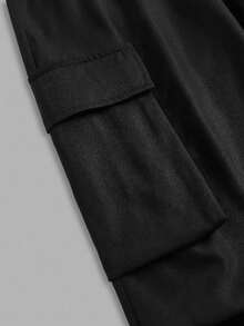 SHEIN Girlism 少女白色印花连帽衫和工装裤套装 - 黑與白 - 查看 4