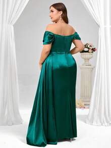Coutiva Emerald Green Spring Elegant Formal Prom Dress,Luxury Evening Gown For Ladies,Wedding Guest Graduation Dinner Party Dress,Sequin Pearl Cuff Design - Dark Green - View 7