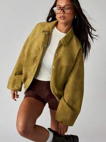 MISSGUIDED Women's Luxury Suede Bomber Jacket Oversized Fit Casual Fall Winter Fashion Statement Piece With Drop Shoulder Premium Zip Front Outerwear Christmas