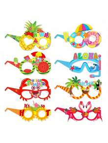 16pcs Set Of Beach And Pool Party Glasses Decorations, Bulk Summer Hawaiian Paper Sunglasses, Hawaiian Sunglasses Frames, Tropical Pool Props, Photo Booth Accessories, Perfect For Hawaiian Beach Party Gifts And Birthday Decoration Supplies.